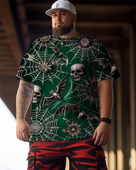 T-shirt et short grande taille pour homme avec motif toile d'araignée de la mort pour Halloween 