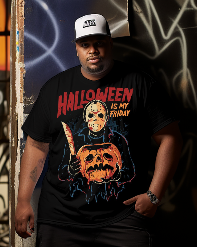 Herren-T-Shirt „Halloween Is My Friday“ in Übergröße, kurzärmelig