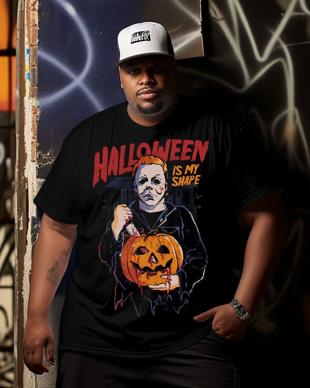 Herren-T-Shirt „Halloween Is My Shape“ in Übergröße, kurzärmelig