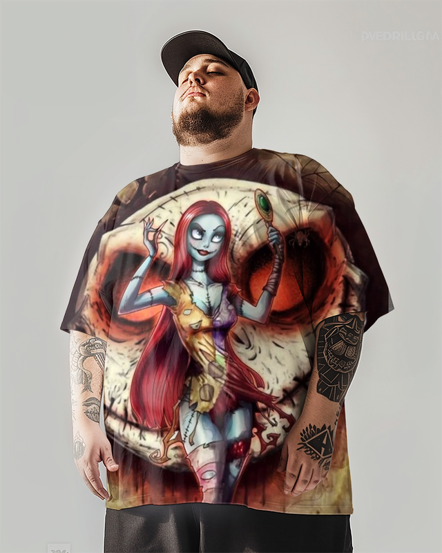 Men's Halloween Nightmare Christmas Jack Skeleton and Sally Plus Size T-Shirt & Short,