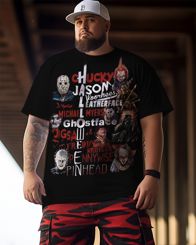 Herren Halloween Horrorfilm-Killer Übergröße T-Shirt