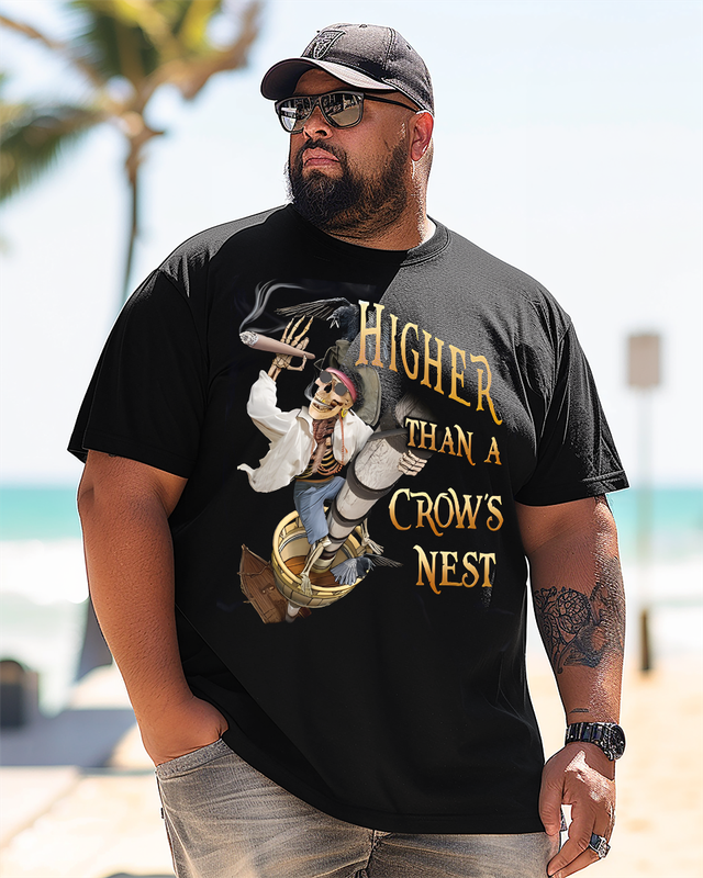 T-shirt à manches courtes imprimé grande taille pour homme Higher Than A Crows Nest