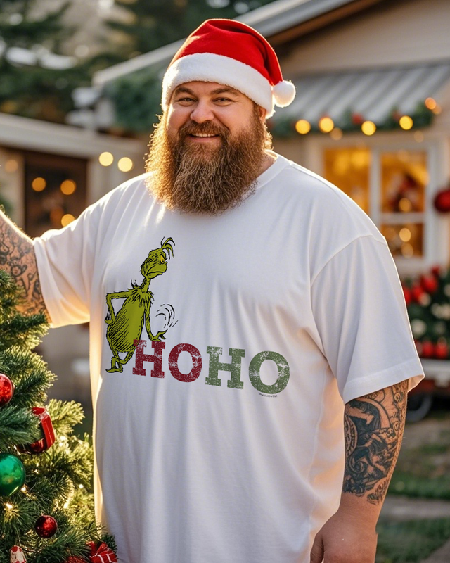 T-shirt à manches courtes grande taille pour homme Ho Ho Ho