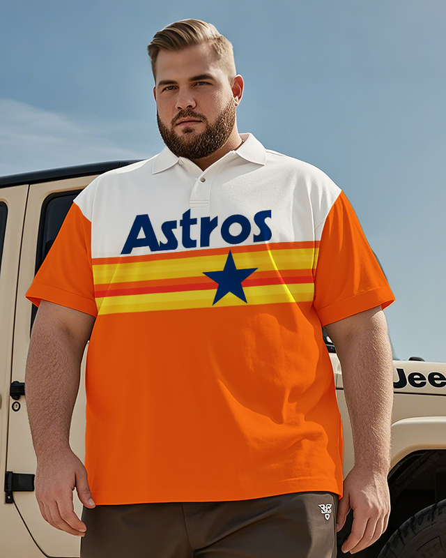 Houston Astros Lässiges kurzärmliges Poloshirt für Herren in Übergröße