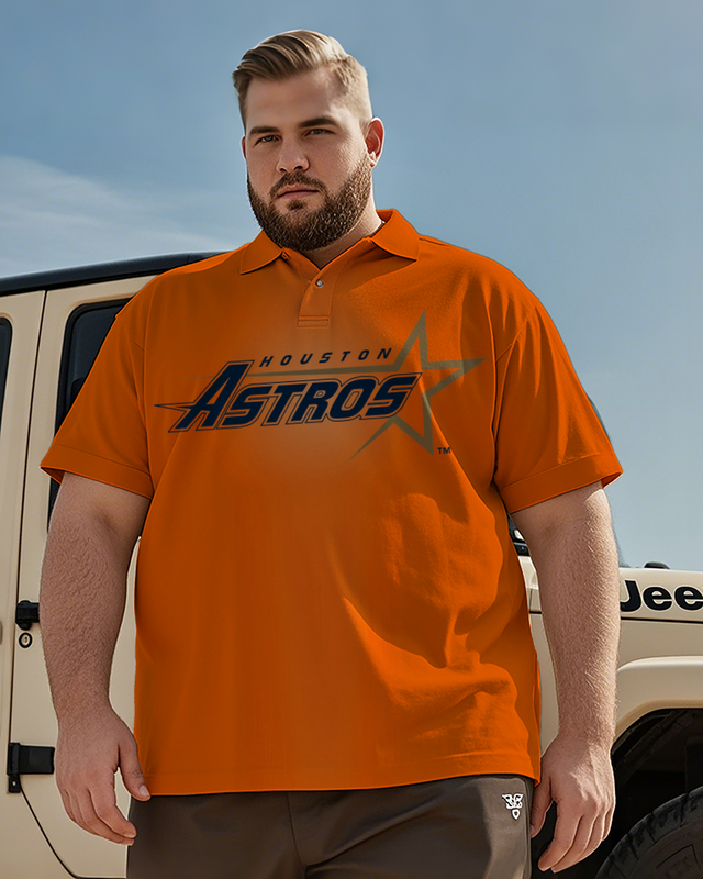 Houston Astros Casual Short Sleeve Men's Plus Size Polo Shirt