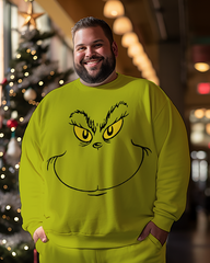 Men's How Grinch Stole Christmas Face Plus Size Sweatshirts