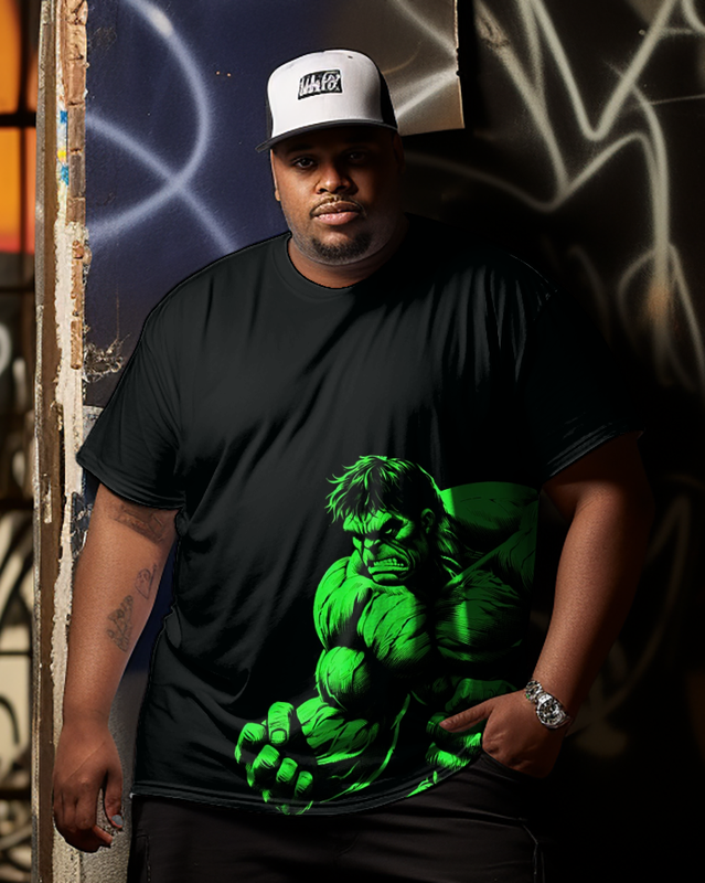 T-shirt à manches courtes pour homme Hulk grande taille