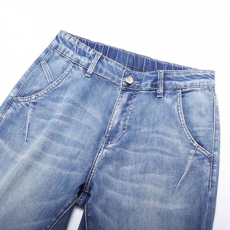 Jean court droit d'été grande taille pour homme, pantalon court en denim 