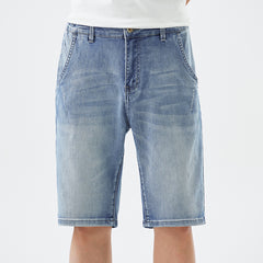 Plus Size Men's  Straight Summer Short Jeans, Denim Short Pants