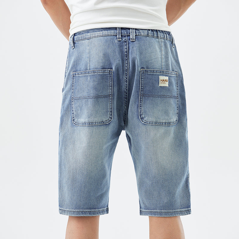 Jean court droit d'été grande taille pour homme, pantalon court en denim 