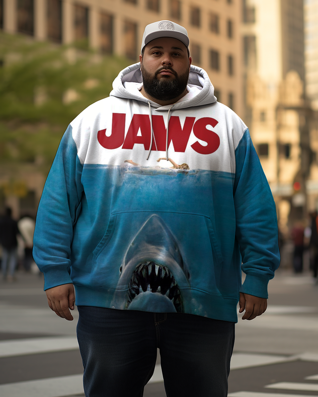 Men's Ocean Killer Shark Jaws Plus Size Hoodie