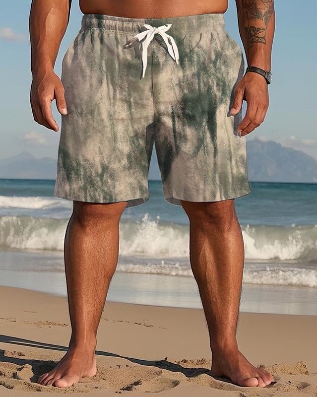 Gradient Color Tie-dye Men's Plus Size Shorts