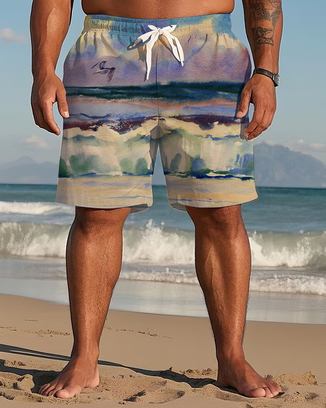 Gradient Color Tie-dye Men's Plus Size Shorts