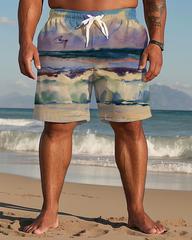 Gradient Color Tie-dye Men's Plus Size Shorts