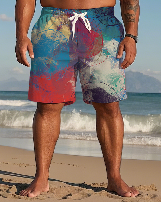 Gradient Color Tie-dye Men's Plus Size Shorts