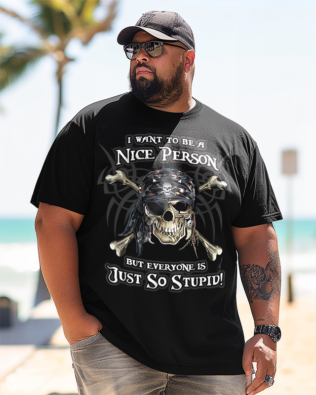 T-shirt à manches courtes imprimé grande taille pour homme JUST SO STUPID