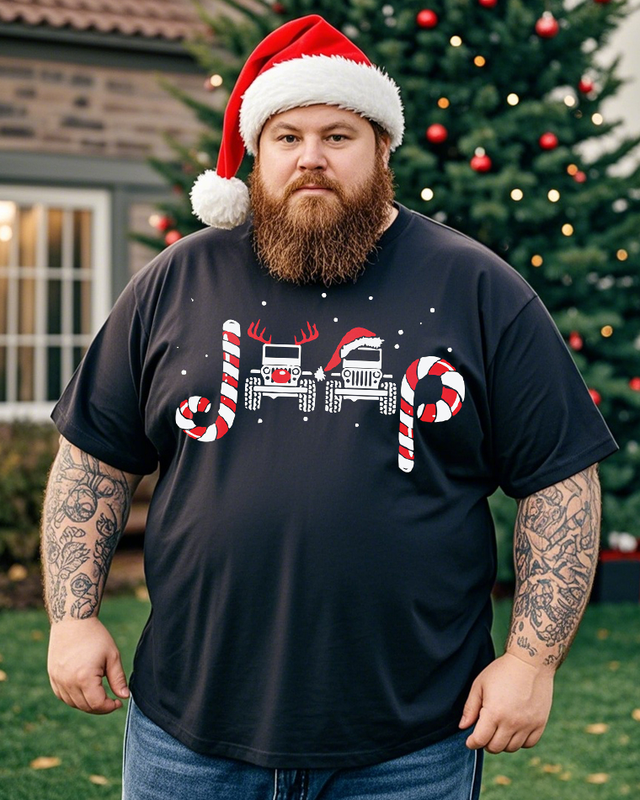 Men's Jeep Christmas Plus Size Short Sleeve T-Shirt