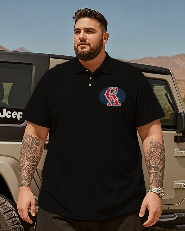 Los Angeles Angels Casual Short Sleeve Men's Plus Size Polo Shirt