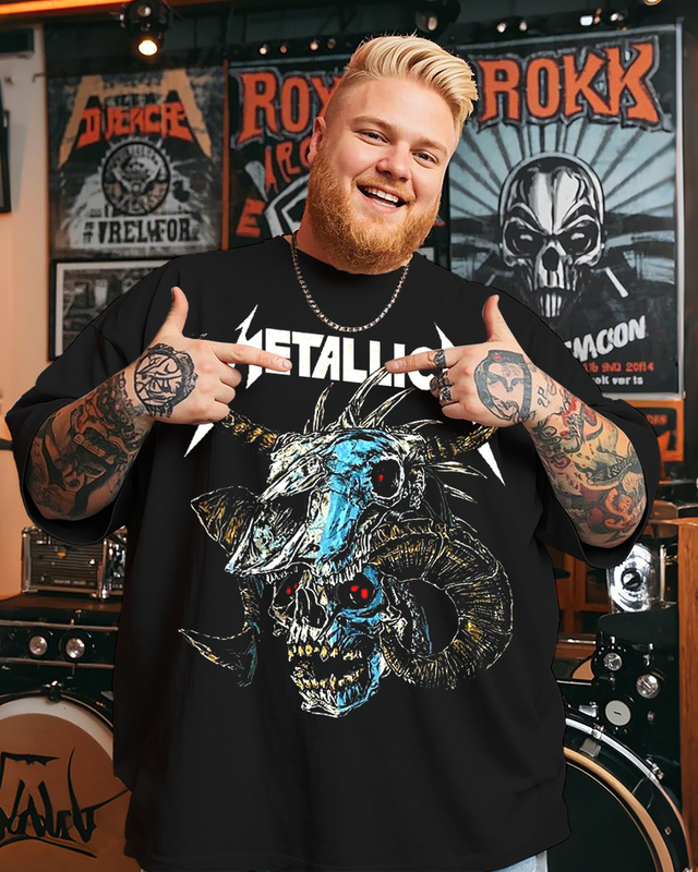 Metallica Heavy Metal Rock Music Band Men's Plus Size Short Sleeve T-Shirt