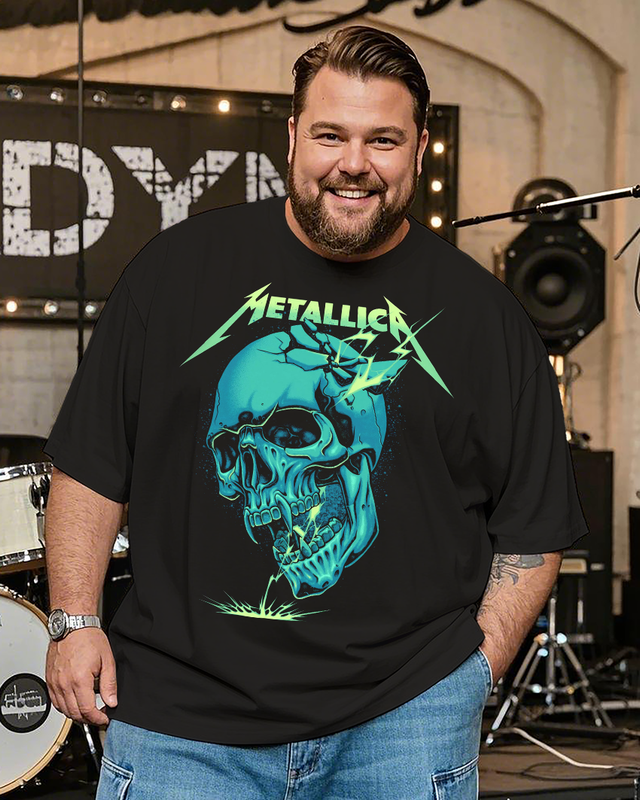 Metallica Skull Rock Music Band Men's Plus Size Short Sleeve T-Shirt