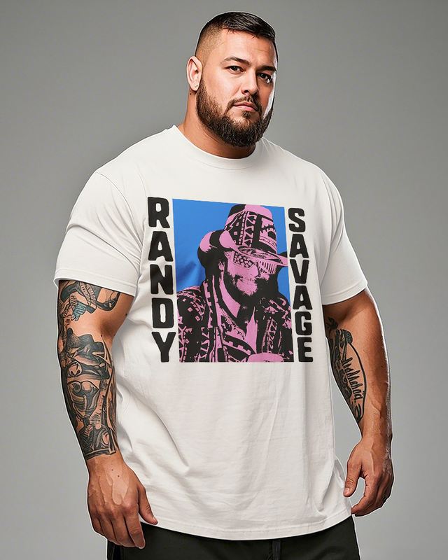 Macho Man Randy Savage Herren-T-Shirt mit kurzen Ärmeln, Übergröße