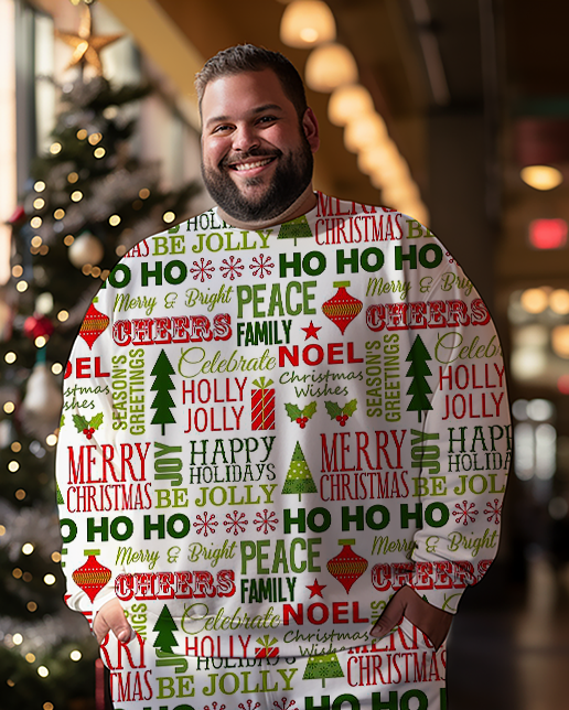 Men's Merry Christmas Vintage Font Plus Size Sweatshirts