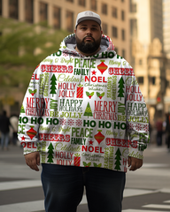 Men's Merry Christmas Vintage Font Plus Size Hoodie