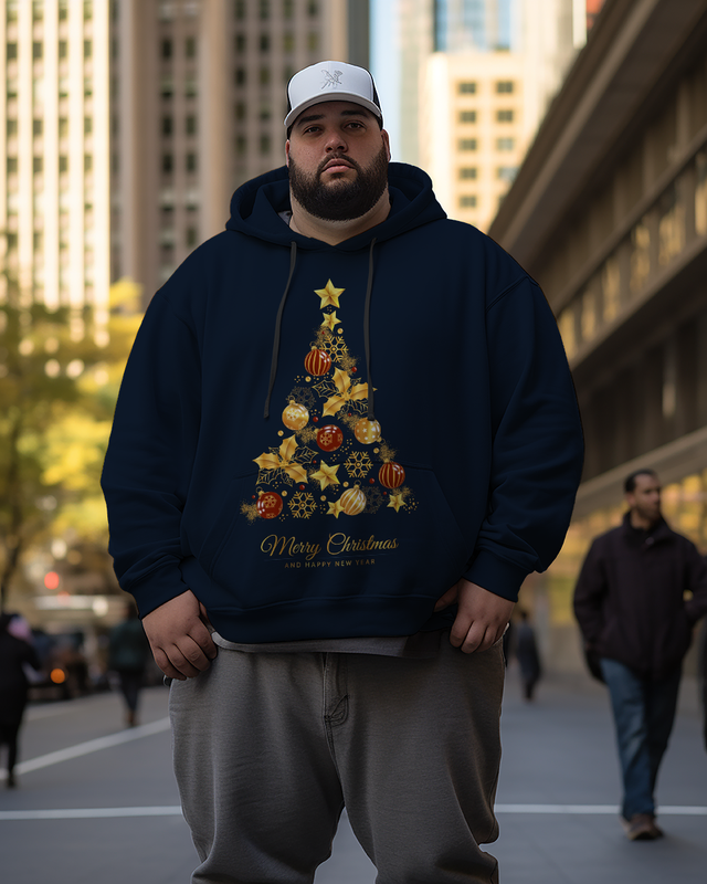 Sweats à capuche grande taille pour hommes avec inscription « Joyeux Noël »