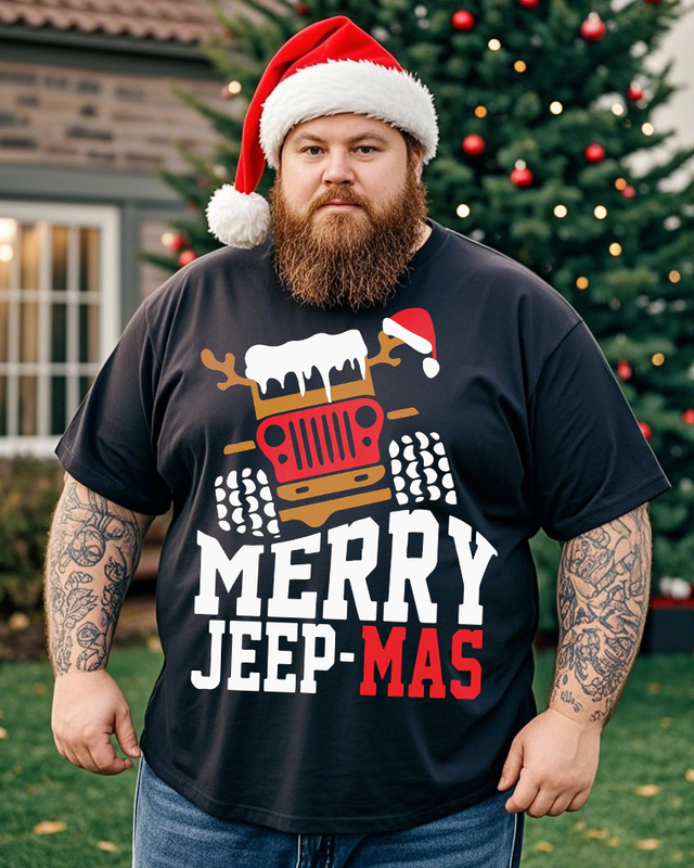 Men's Merry jeep mas Plus Size Short Sleeve T-Shirt