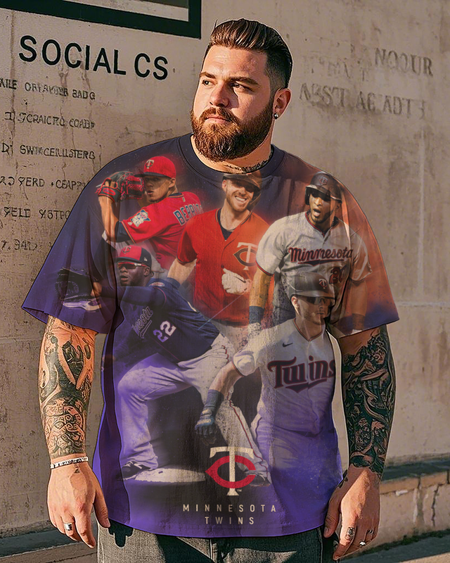 Minnesota Twins Herren-T-Shirt mit kurzen Ärmeln, Übergröße