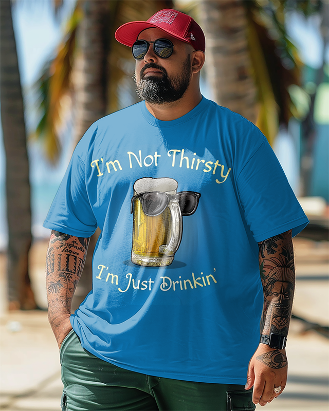 T-shirt imprimé à manches courtes pour homme, grande taille, NOT THIRSTY