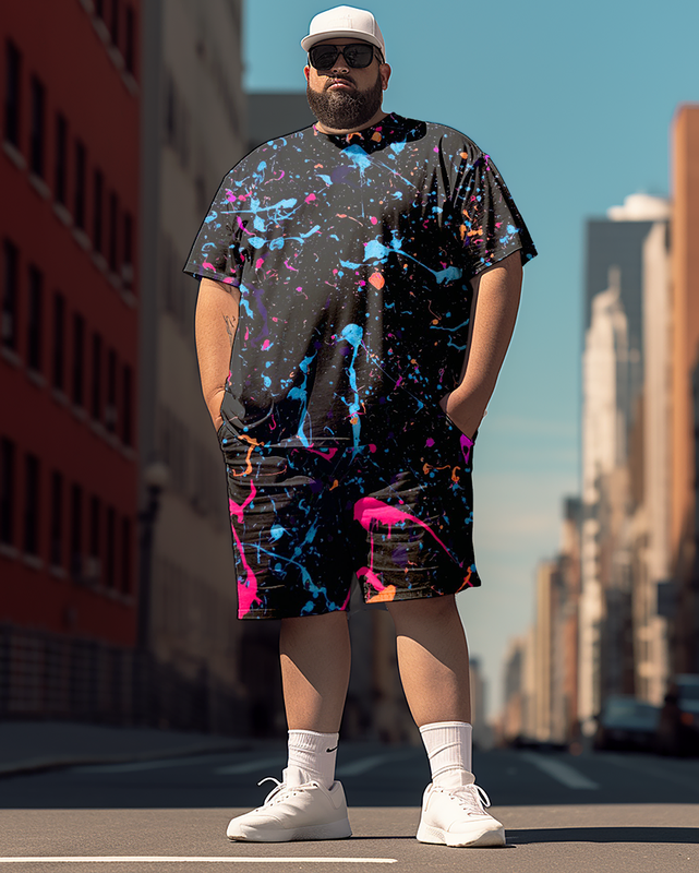 Men's Neon Plus Size T-Shirt & Short