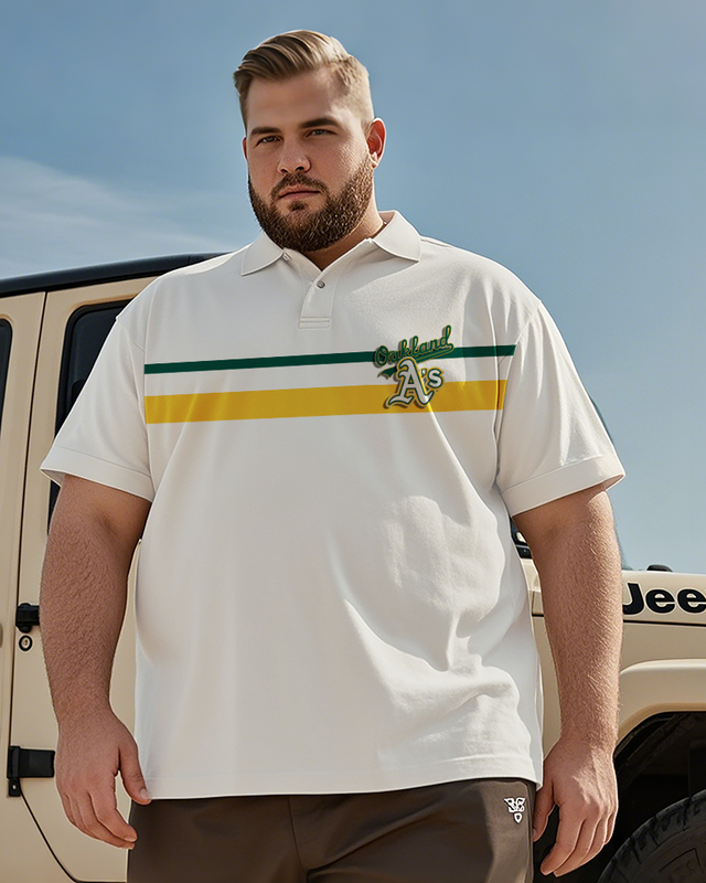 Polo décontracté à manches courtes pour hommes Oakland Athletics grande taille 