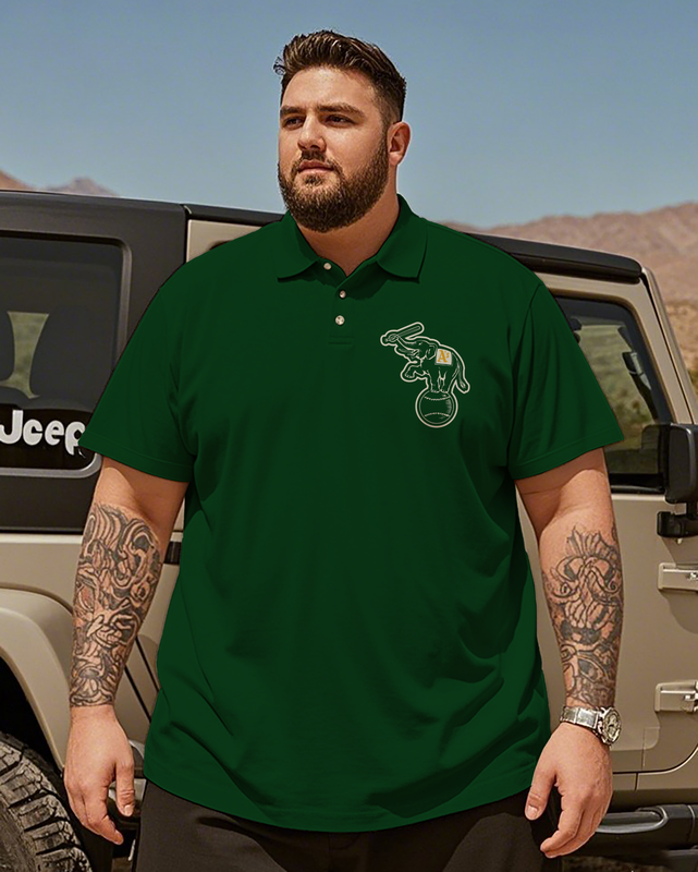 Oakland Athletics Casual Short Sleeve Men's Plus Size Polo Shirt