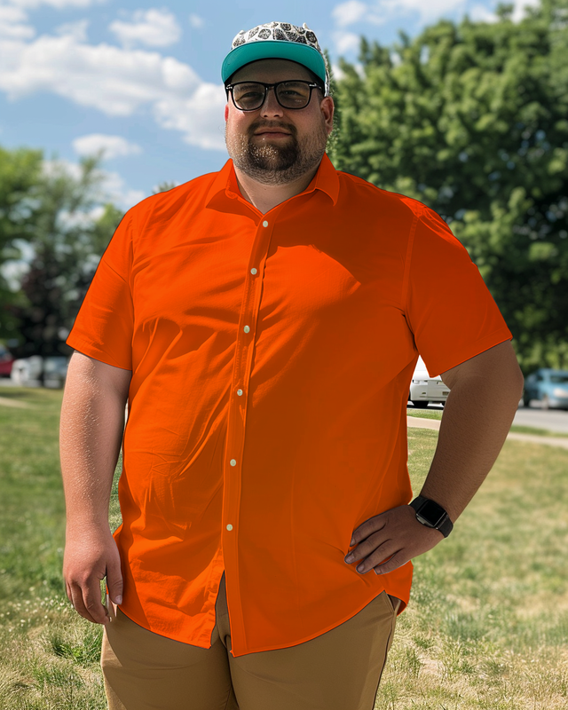 Men's Orange Plus Size Short Sleeve Shirt