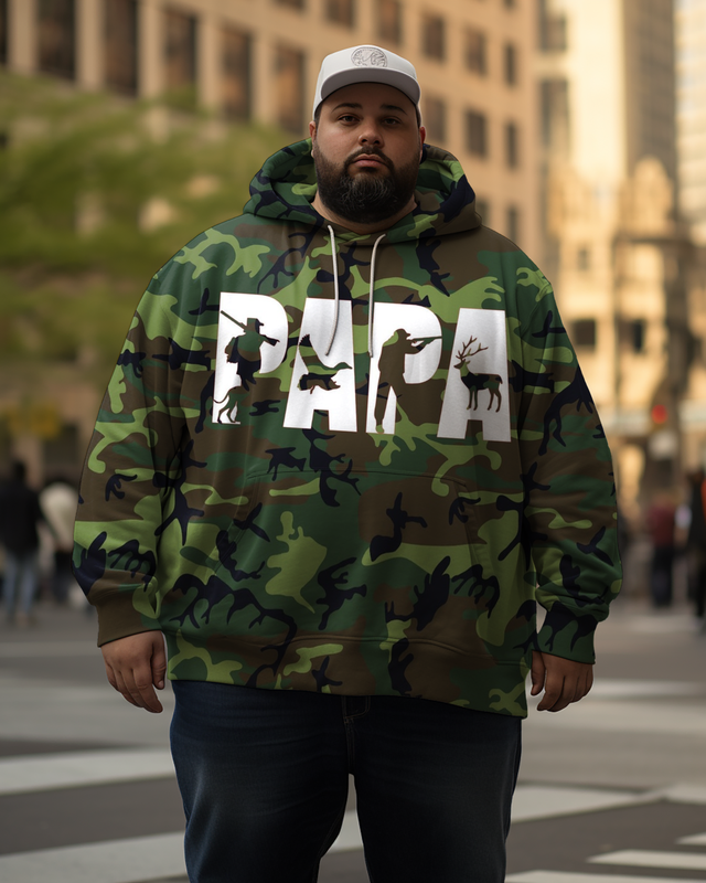 Men's Papa Camouflaged Army Plus Size Hoodie