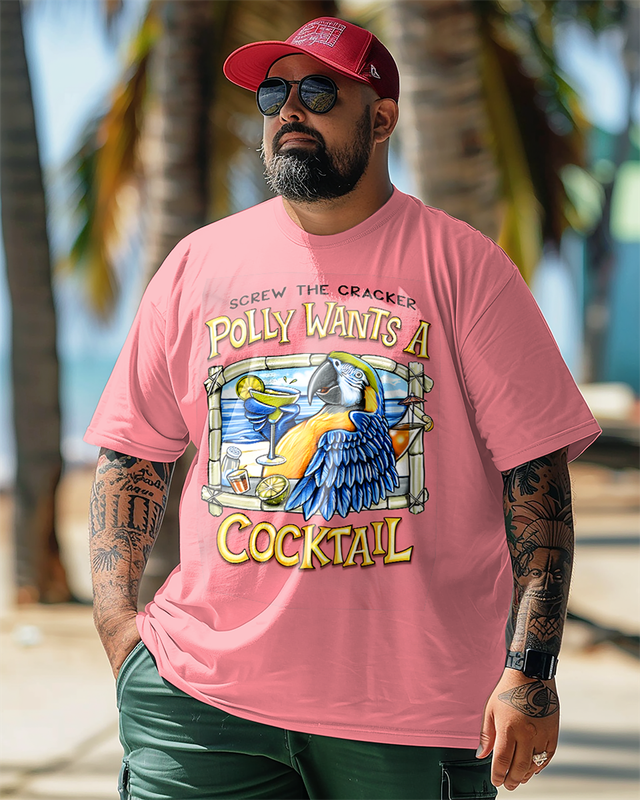 T-shirt à manches courtes imprimé grande taille pour homme POLLY COCKTAIL