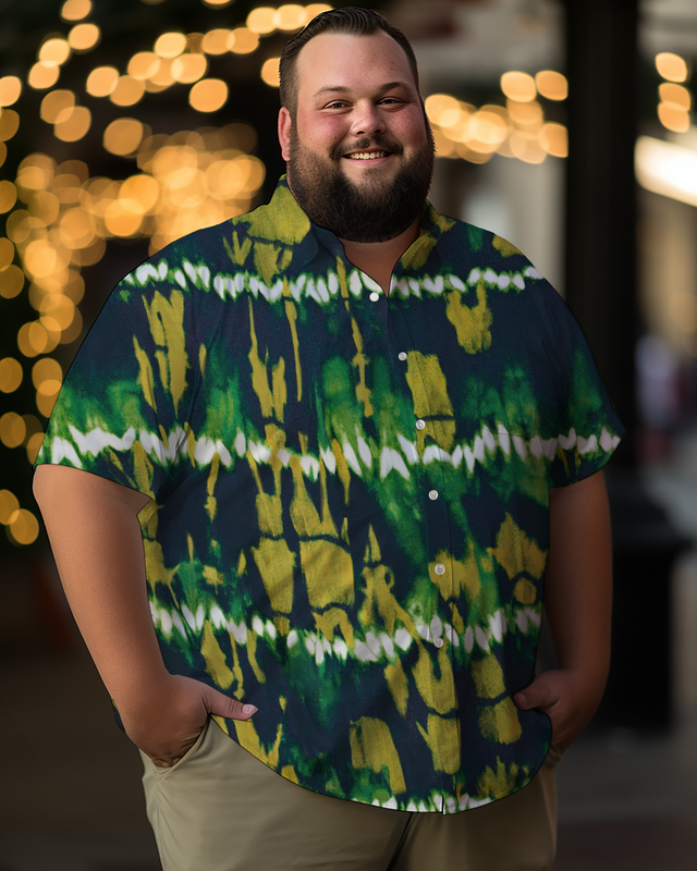 Men's Tie-dye Gradient Plus Size Short Sleeve Shirt