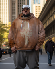 Men's Orange Tie-dye Plus Size Hoodie&Pants