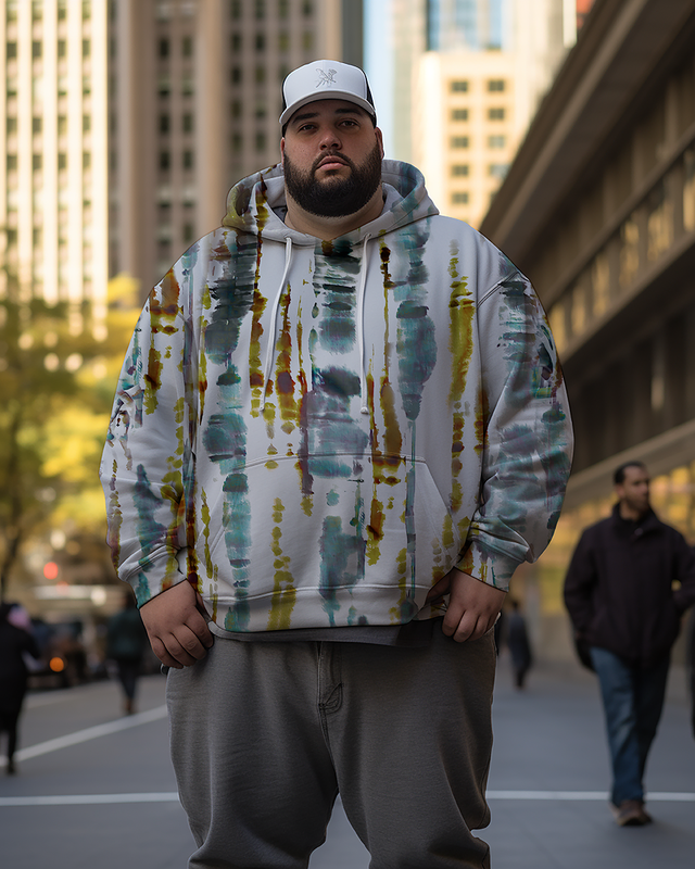 Sweat à capuche et pantalon tie-dye grande taille pour hommes