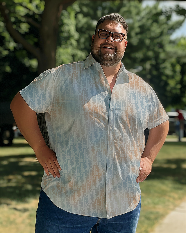 Chemise à manches courtes tie-dye grande taille pour homme 