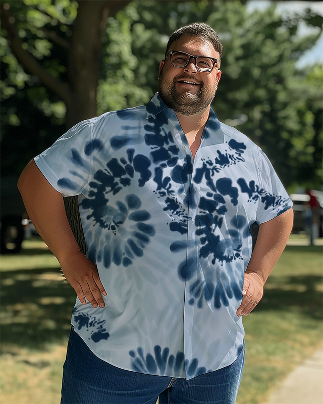 Men's Tie-dyed Plus Size Short Sleeve Shirt