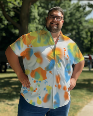 Men's Tie-dyed Plus Size Short Sleeve Shirt