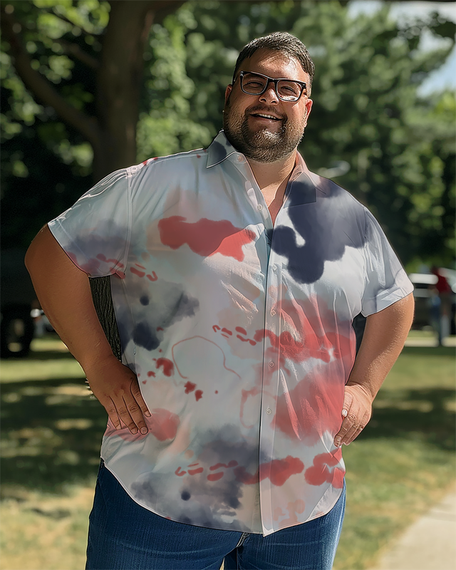 Chemise à manches courtes tie-dye grande taille pour homme 