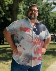 Chemise à manches courtes tie-dye grande taille pour homme 