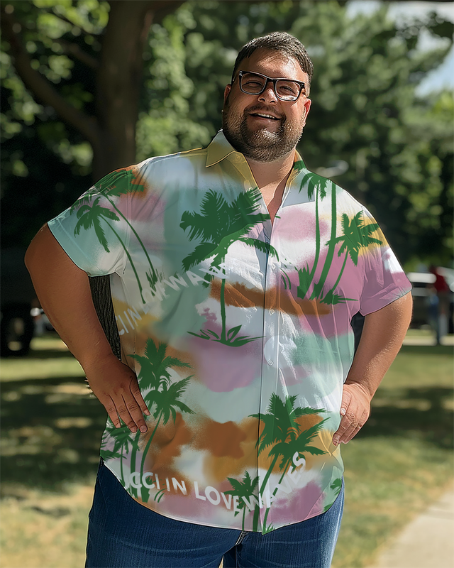 Men's Tie-dyed Plus Size Short Sleeve Shirt