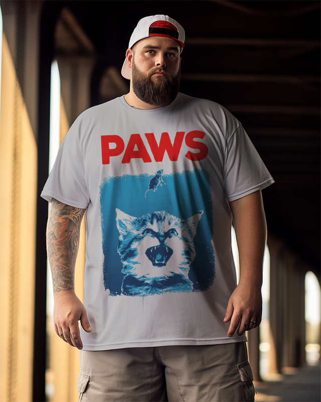 T-shirt à manches courtes pour homme avec pattes de chat amusantes, grande taille