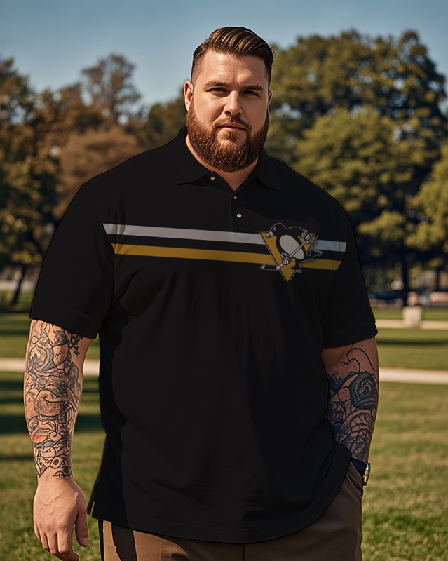 Pittsburgh Penguins Lässiges kurzärmliges Poloshirt für Herren in Übergröße