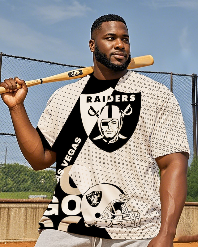 T-shirt à manches courtes pour hommes Raiders grande taille