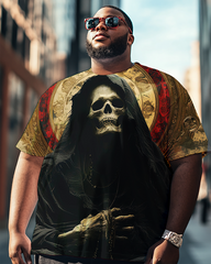 Men's Retro Diablo Style Plus Size Short Sleeve T-Shirt